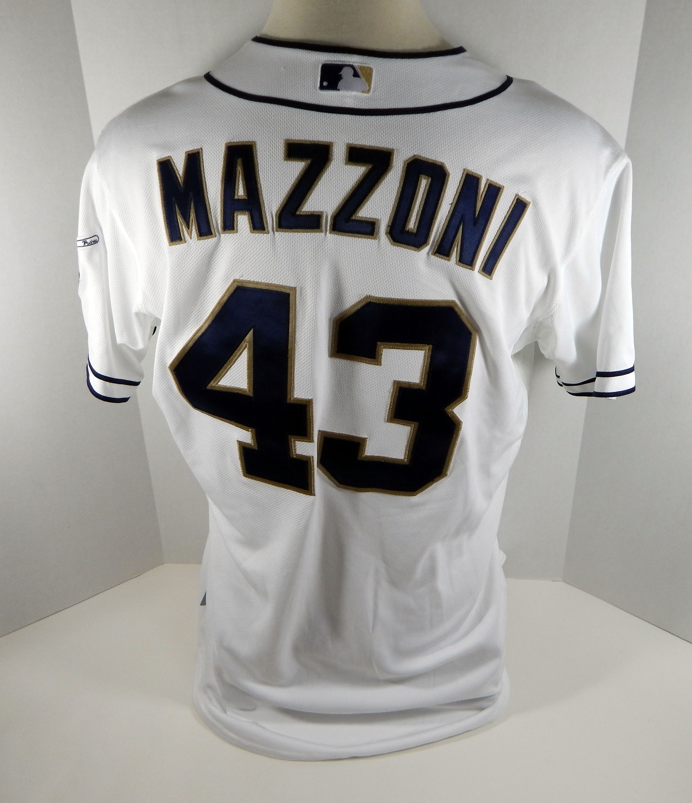 San Diego Padres Cory Mazzoni #43 Game Issued White Jersey ...