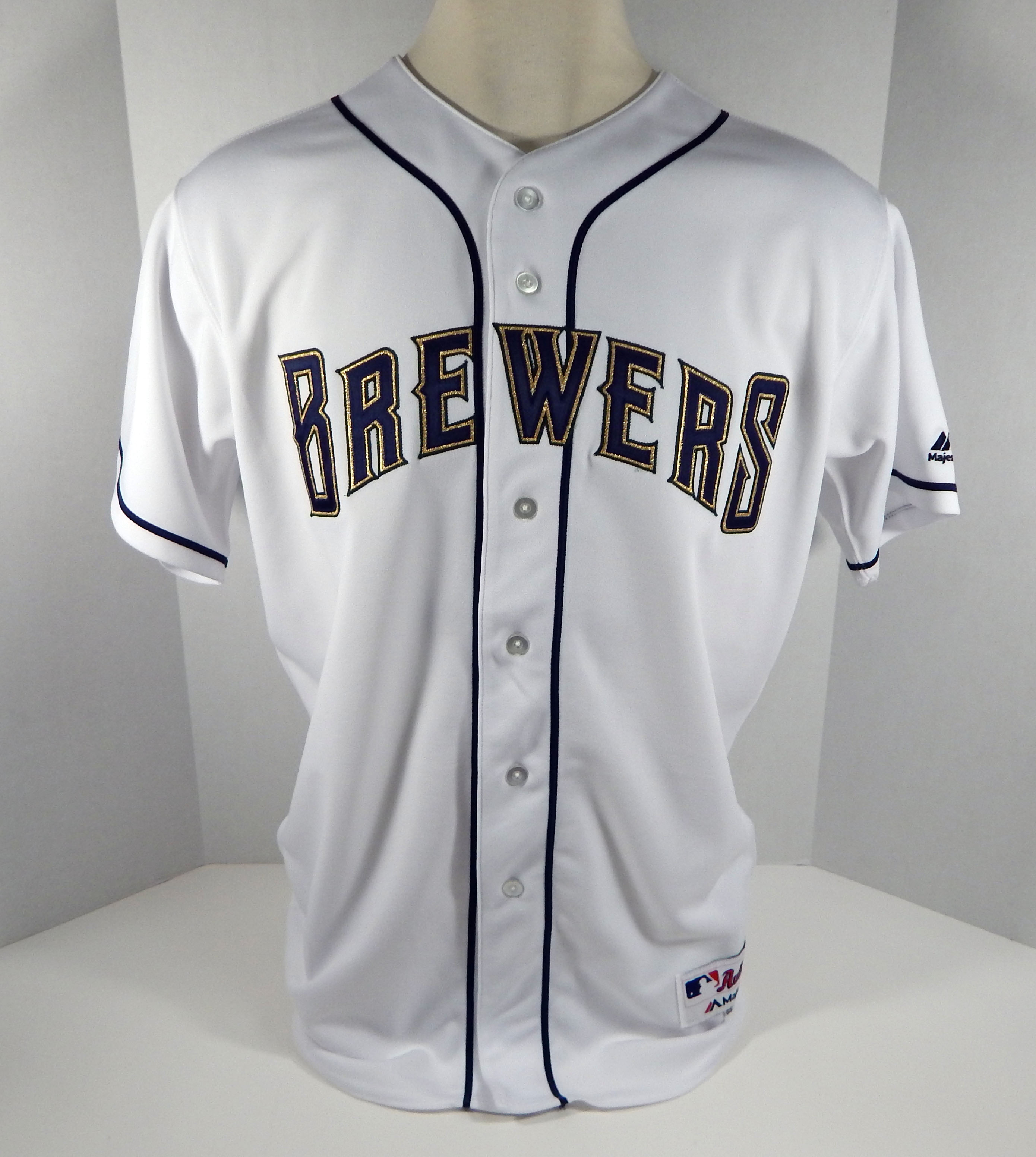 2016 Milwaukee Brewers Blank # Game Issued White Jersey 1990s TBTC 46 ...