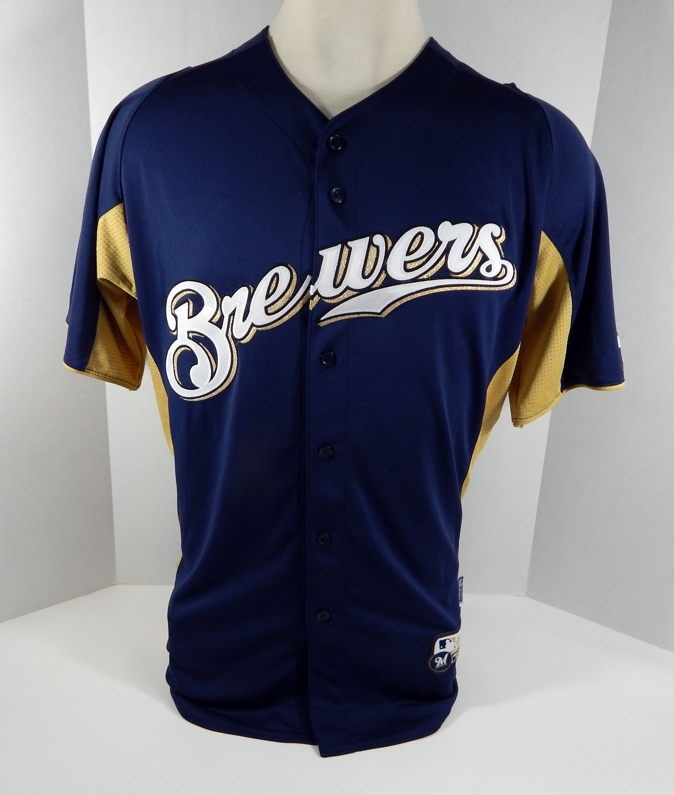 Milwaukee Brewers Blank # Game Issued Navy Batting Practice Jersey ...