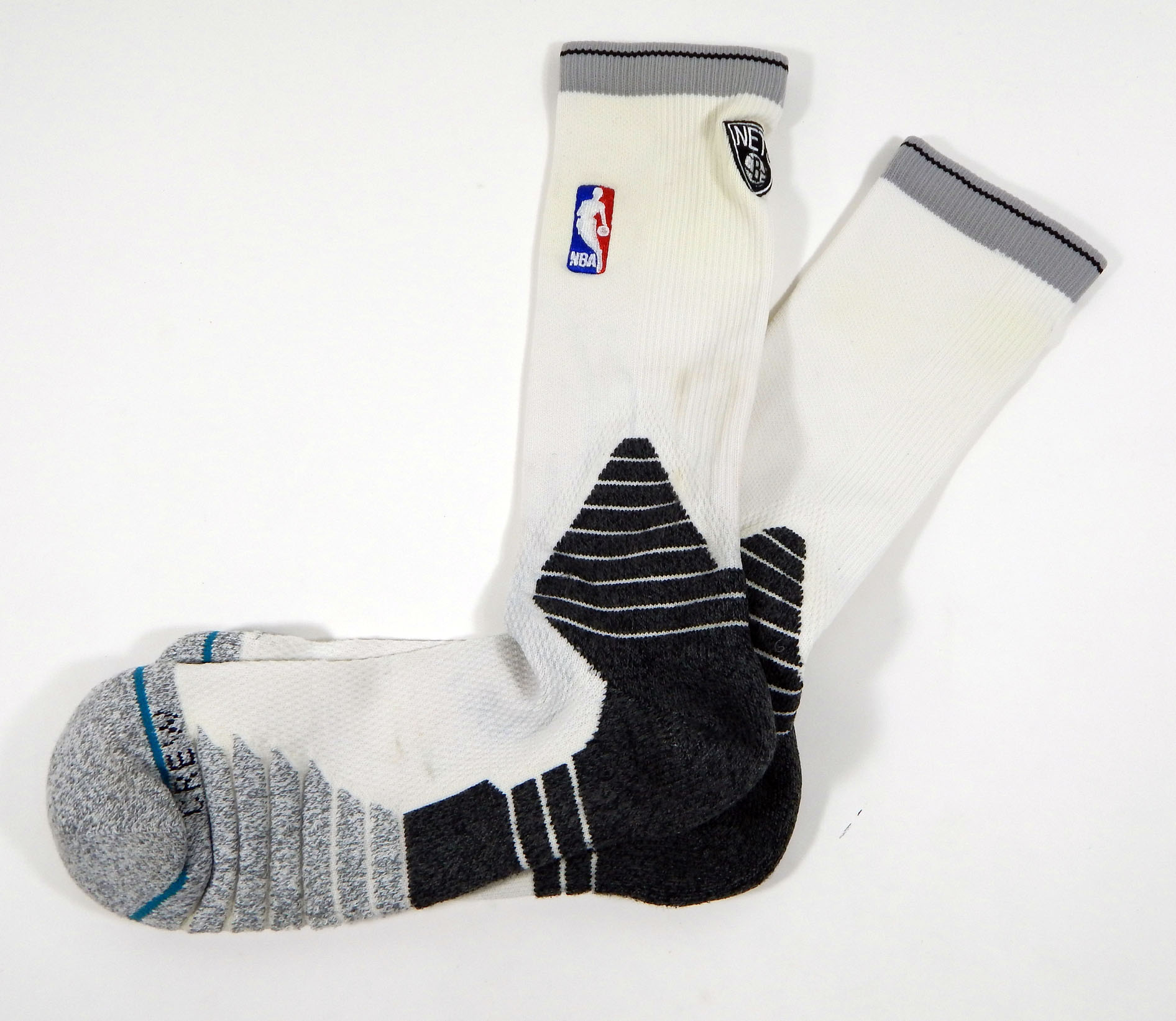 2015-16 Brooklyn Nets # Team Issued White Black Grey Socks DP03451 | eBay