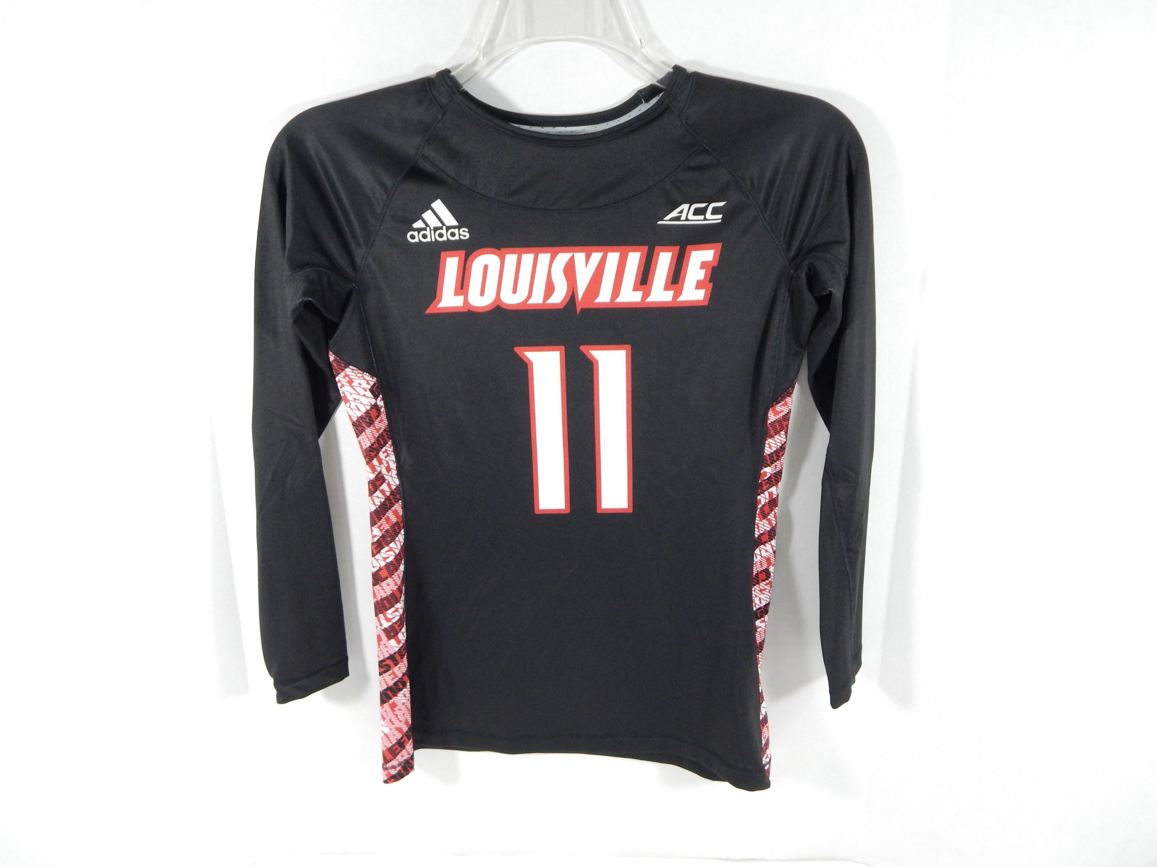 Womens Uni of Louisville Cardinals #11 Game Used LS Black Jersey ...