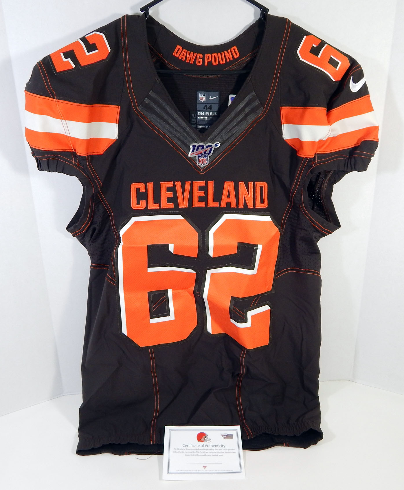 2019 Cleveland Browns Jarrell Owens #62 Brown Used Cheap super special price Jersey Game 1 Sale item