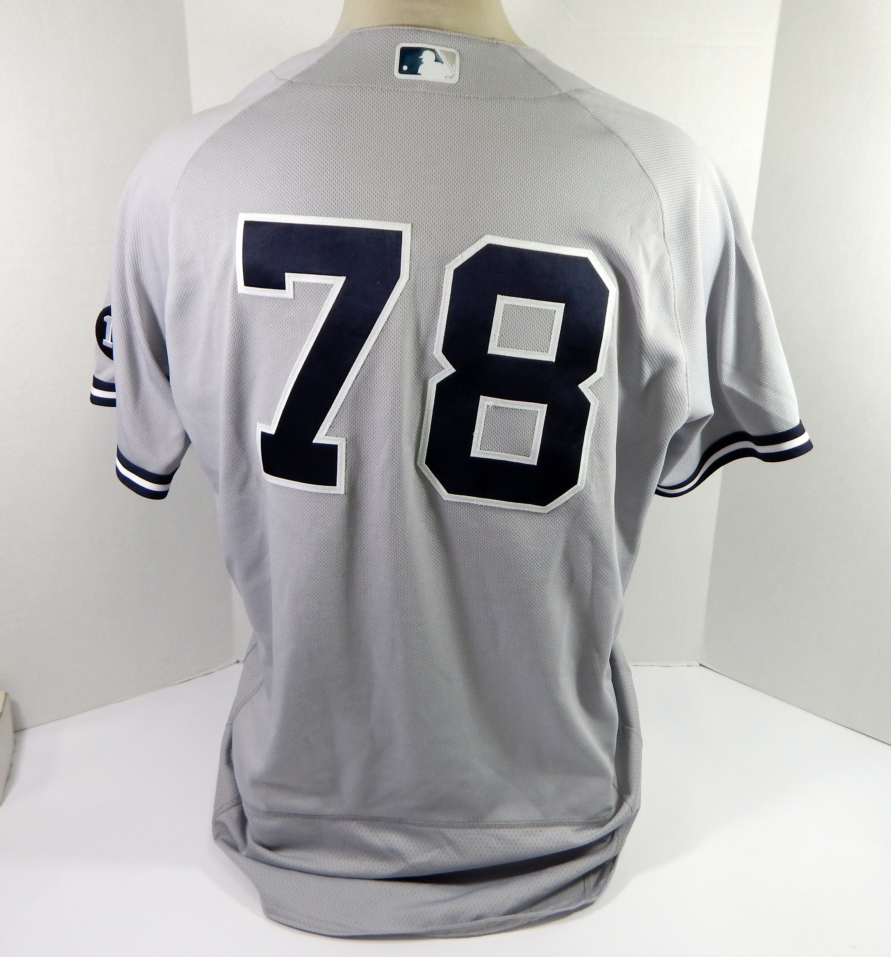 2021 New York Yankees #78 Game Issued Grey Jersey 16th Patch 46 DP28896 
