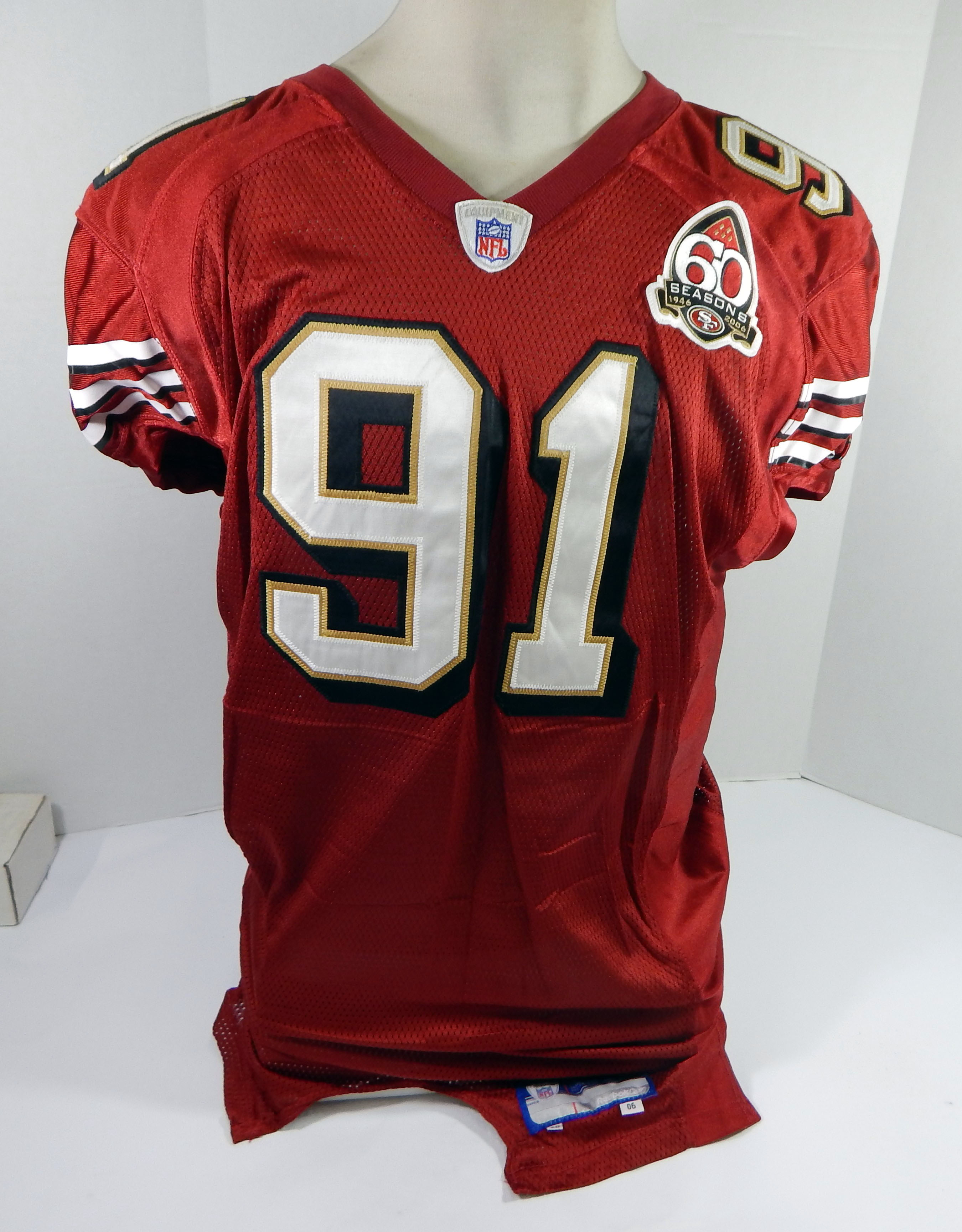 2006 San Francisco 49ers Anthony Adams #91 Game Issued Red Jersey 60 Seaons  P 7